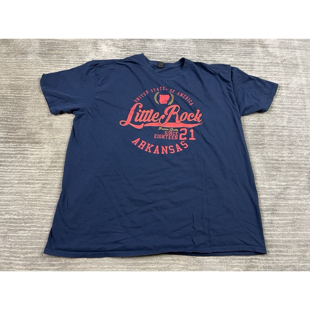 Little Rock Arkansas‎ T-Shirt Mens 2XL Blue Graphic Print Short Sleeve Point